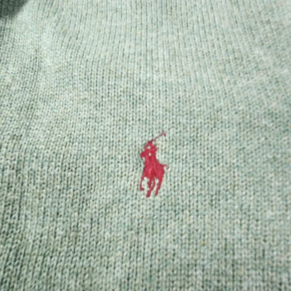 Polo Ralph Lauren Men's XXL Green 1/2 Zip Pullover Cotton Sweater Pony Logo - Picture 9 of 12